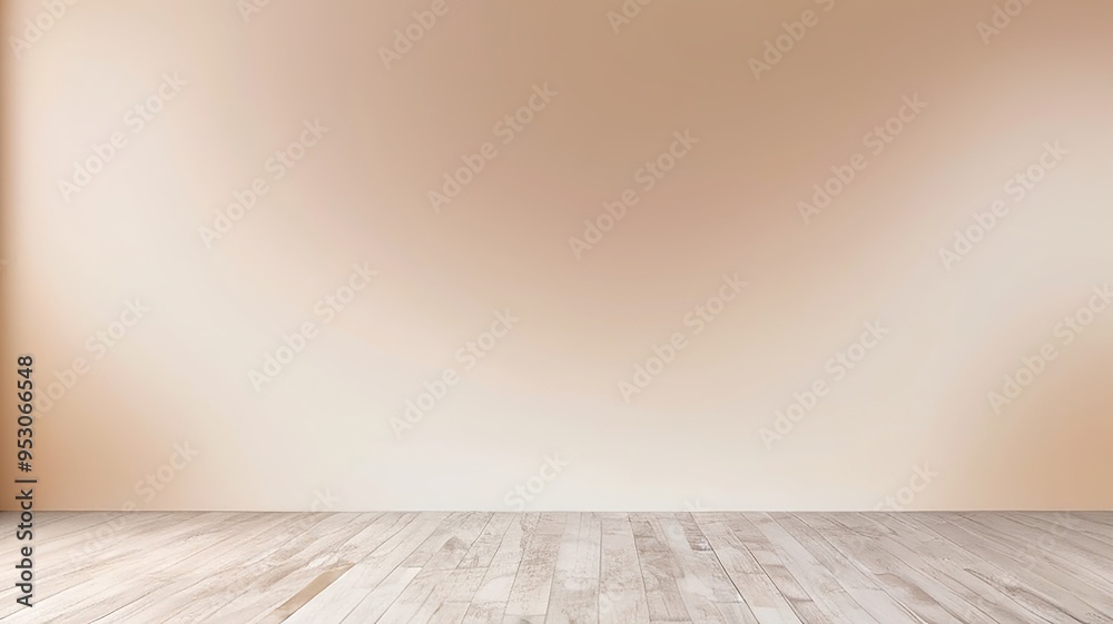 Gradient wall with a soft transition from pearl white to champagne gold color and wooden floor, giving an air of subtle elegance for beauty product displays. Made with generative AI technology Gradient wall with a soft transition from pearl white to champagne gold color and wooden floor, giving an air of subtle elegance for beauty product displays. Made with generative AI technology