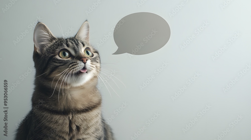 Obraz premium Funny Cat with Speech Bubble for Your Text