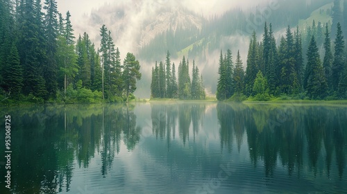 Serene lake pattern wallpaper