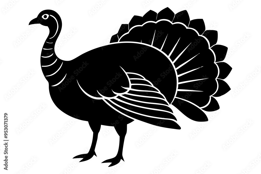 Fototapeta premium Wild turkey silhouette vector illustration 