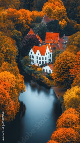 Crisp autumn air over a historic town during Fastelavn in Denmark.  photo