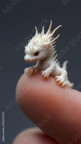 Cute little dragon on the finger