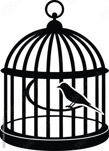 Vector birds in a cage
