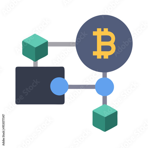 A Cryptocurrency icon that shows a digital coin, a secure wallet - Blockchain and Cryptocurrency Icon 