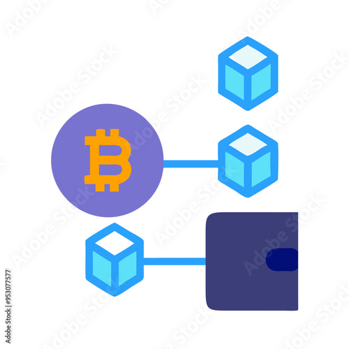 A Cryptocurrency icon that shows a digital coin, a secure wallet