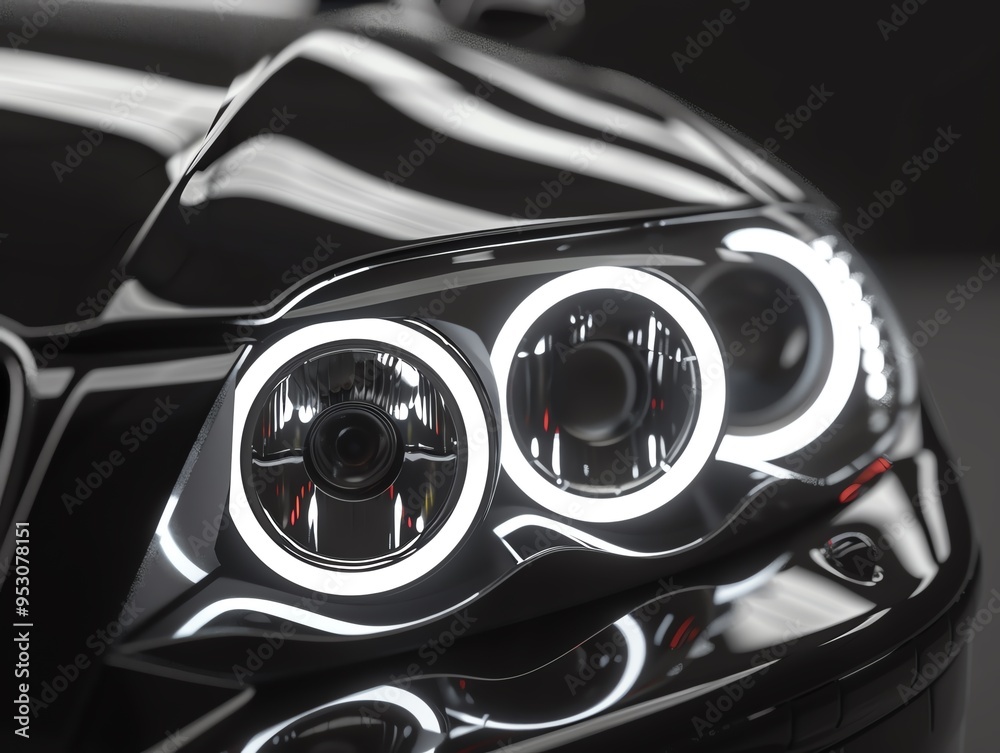 A 3D render of a flyer for discounted headlight replacement services A 3D render of a flyer for discounted headlight replacement services