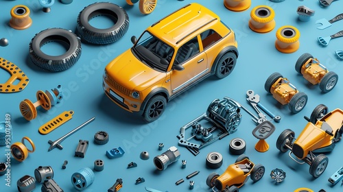 A 3D render of a promotional email template for car accessory deals
