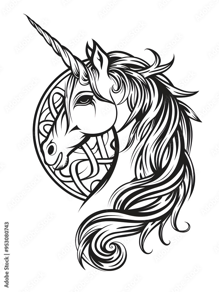 Unicorn head very simple traditional tattoo flash styles illustration Unicorn head very simple traditional tattoo flash styles illustration