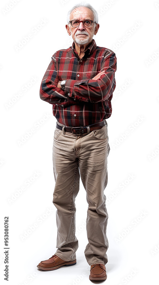Casual Senior Man Standing Isolated on White Background Casual Senior Man Standing Isolated on White Background