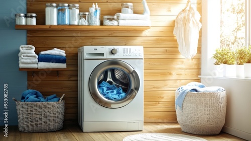 Modern Laundry Room Interior.