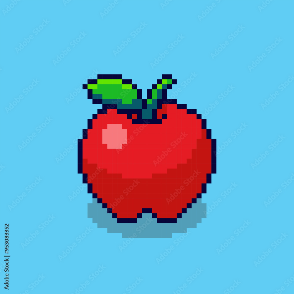 Fototapeta premium Pixel art Apple fruit game asset design