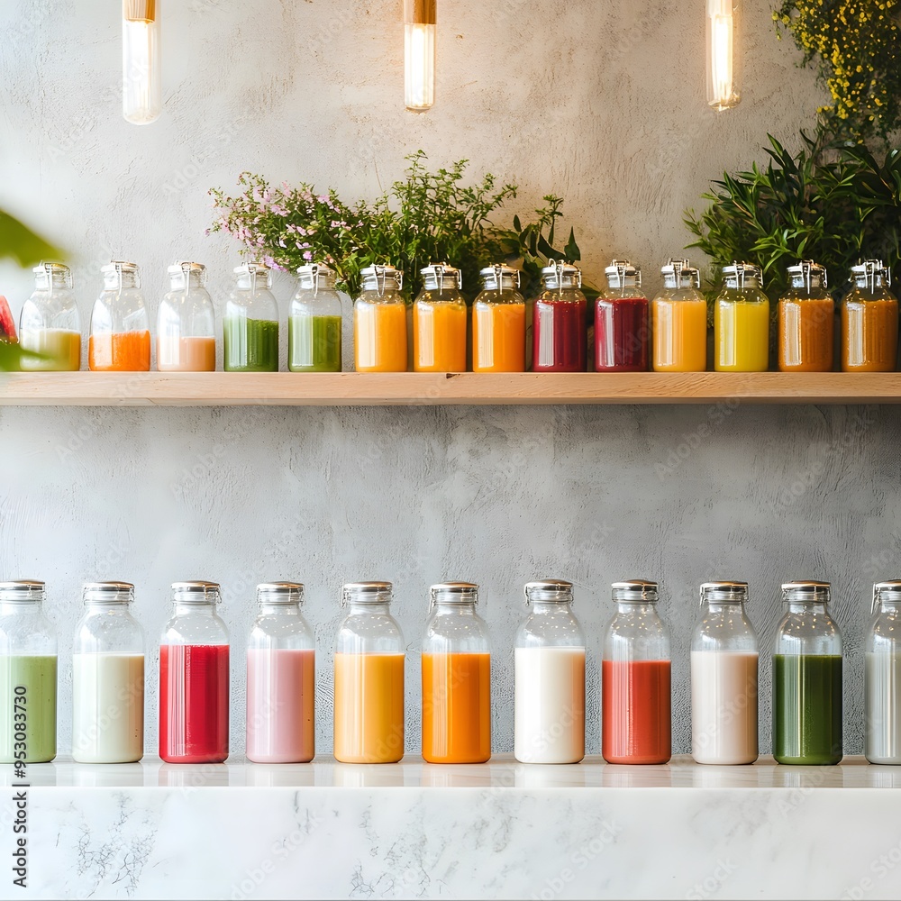 Minimalist bar serving a variety of delicious non-alcoholic smoothies 16:9 Minimalist bar serving a variety of delicious non-alcoholic smoothies 16:9