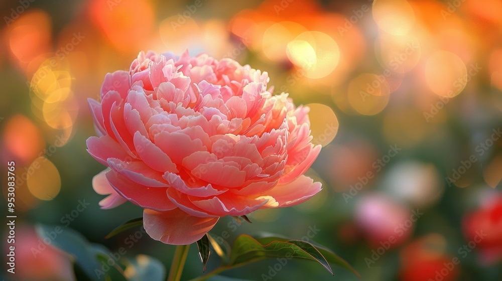Radiant pink peony blooms gracefully in a sunlit garden, captivating nature's beauty during golden hour. Generative AI Radiant pink peony blooms gracefully in a sunlit garden, captivating nature's beauty during golden hour. Generative AI