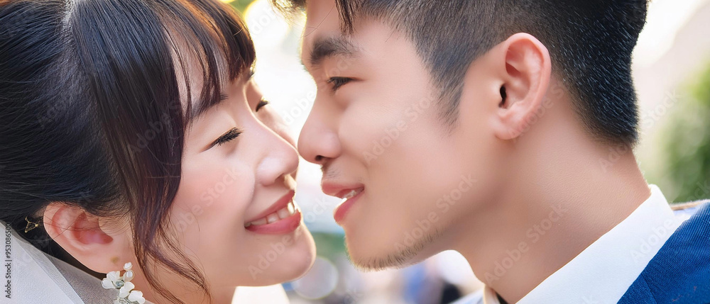 日本人カップルのキス（AI生成画像）