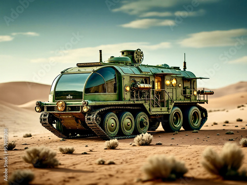 Mars Rover Burning Man Style Old Steampunk Custom Vehicle Desert Bugout Vehicle photo