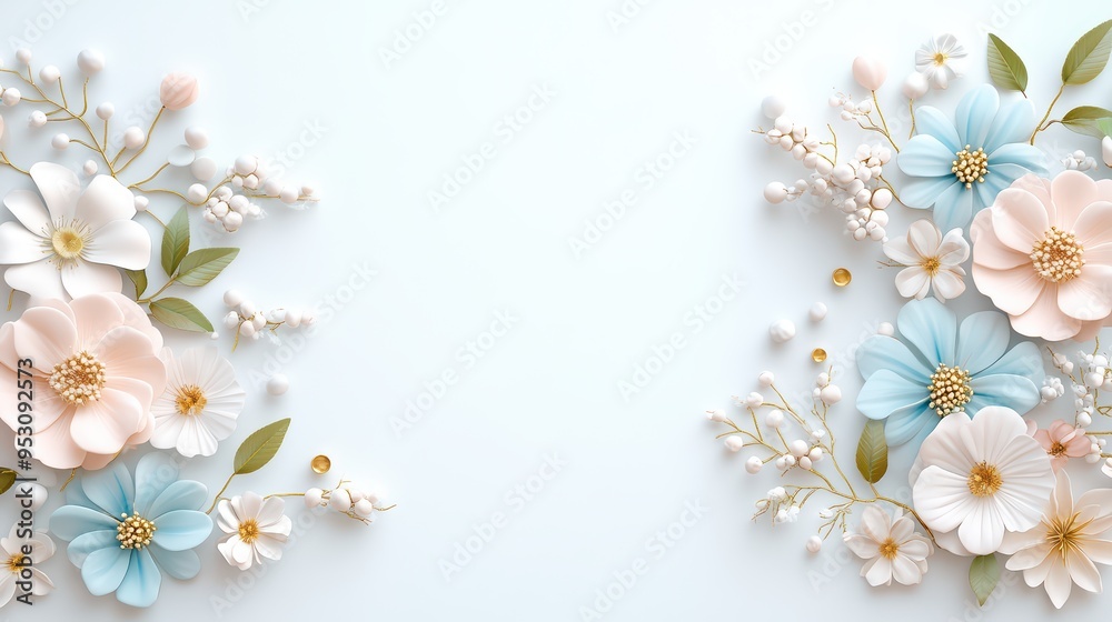 Elegant floral arrangement with pastel flowers on a soft background, ideal for invitations, greeting cards, and decorative designs. Elegant floral arrangement with pastel flowers on a soft background, ideal for invitations, greeting cards, and decorative designs.