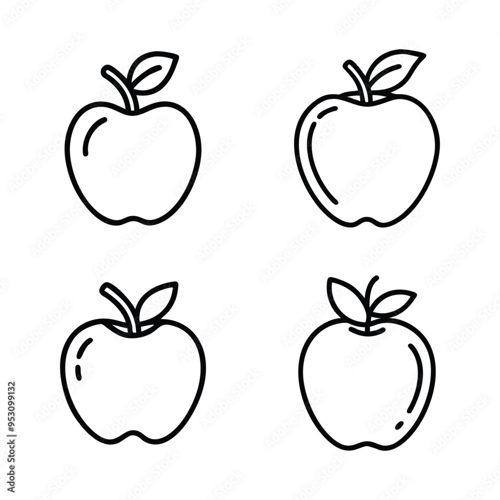 Apple Line Icon Vector Illustration: Clean and Modern Design for Food and Health Graphics Apple Line Icon Vector Illustration: Clean and Modern Design for Food and Health Graphics