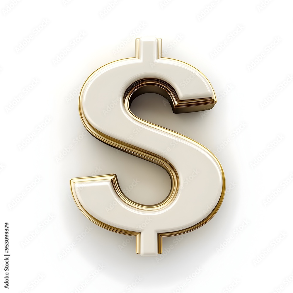 Premium 3D Dollar Icon with White Background Representing Financial Wealth and Success Premium 3D Dollar Icon with White Background Representing Financial Wealth and Success