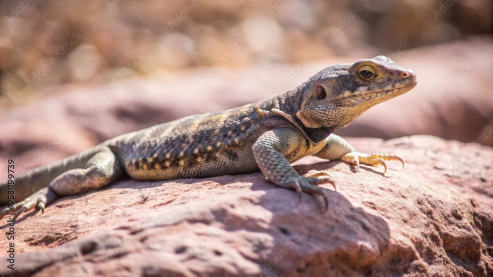 Obraz premium A Desert Lizard Resting on a Rock