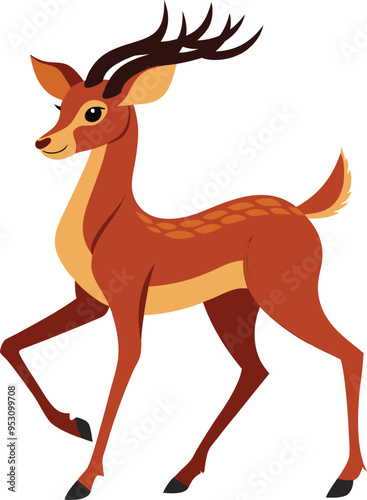 Vector Drawing prancing deer 