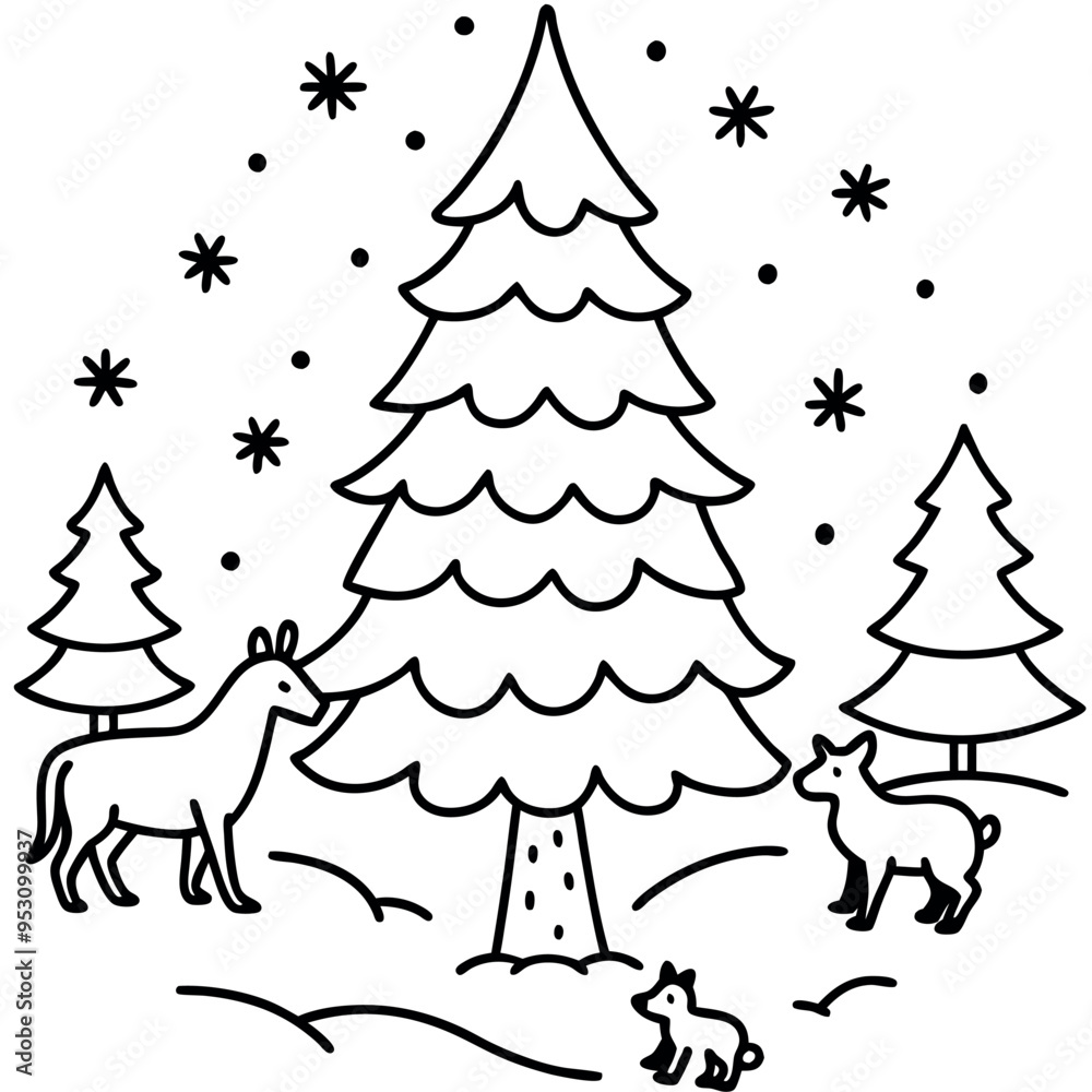 Naklejka premium a drawing of a christmas tree