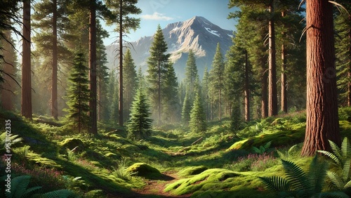 Forest in the forest landscape nature tree mountain sky mountains trees summer pine green blue. Forest in the forest  lake wood view park scenic clouds grass snow valley scene wilderness water river.