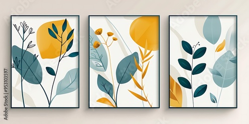 abstract background of art illustration framed in minimalism style swirl free form curve and line set on wall,