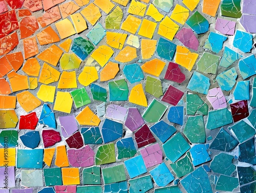 Decoration Colorful glass mosaic art and abstract wall background. with copy space image. 