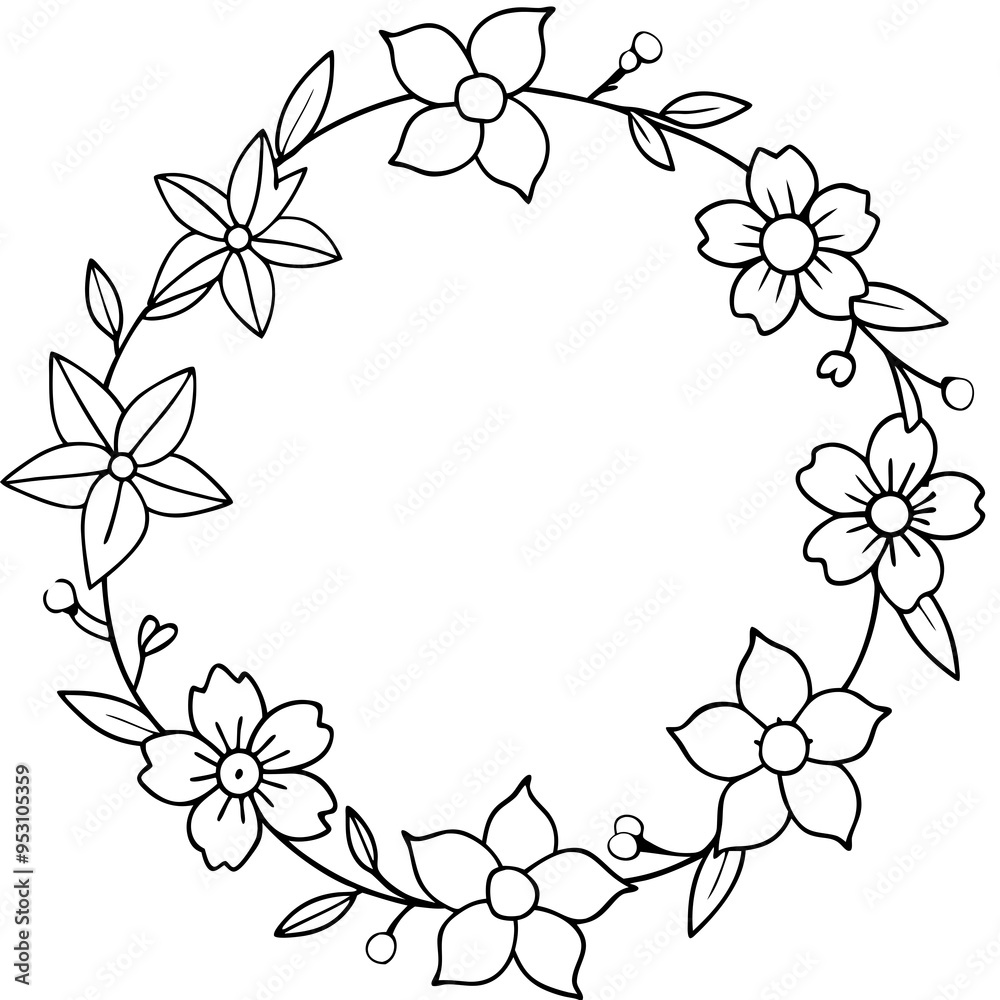 Circular floral wreath vector illustration
Circular floral wreath vector illustration