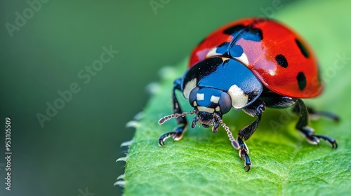 close-up macro photo of ladybug on leaf