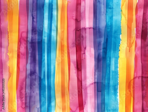 Watercolor rainbow background with abstract stripes