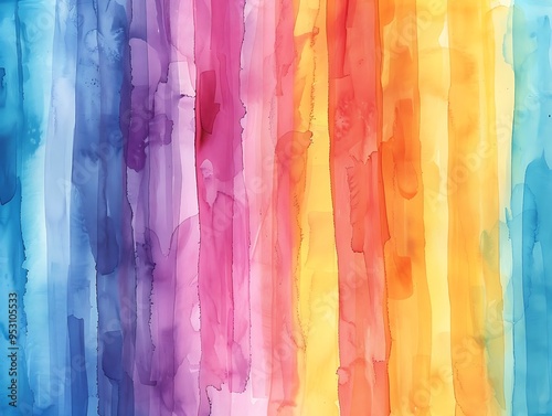 Watercolor rainbow background with abstract stripes
