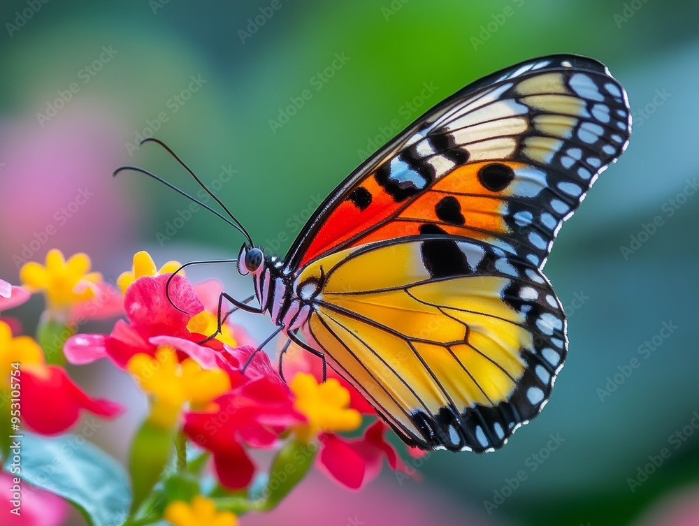 Fototapeta premium Macro Photo of Butterfly on Flower