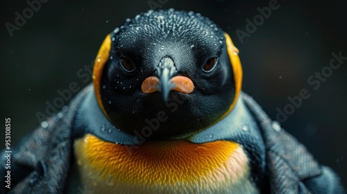 Professional Penguin: A Studio Shot of a Business-Attired Penguin, Merging Animal and Corporate Imagery with Technology