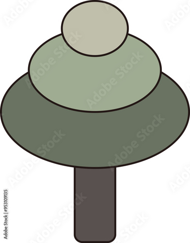 Simple Geometric Tree Illustration 두 나무의 간단한 기하학적 일러스트레이션