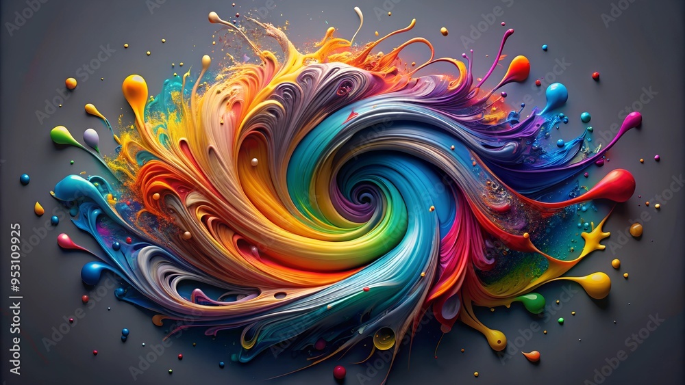 Colorful paint splashes in the center of an abstract design on a background Colorful paint splashes in the center of an abstract design on a background