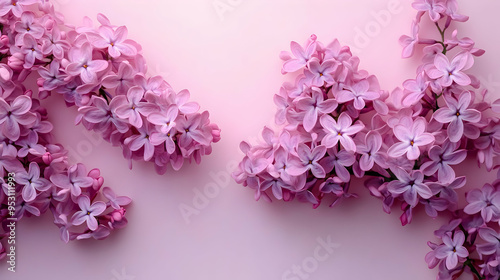 Lilac Flowers on Pink Background - Floral Spring Blossom