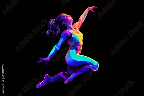 digital art of a girl acrobat in a contortion pose with a pixela photo