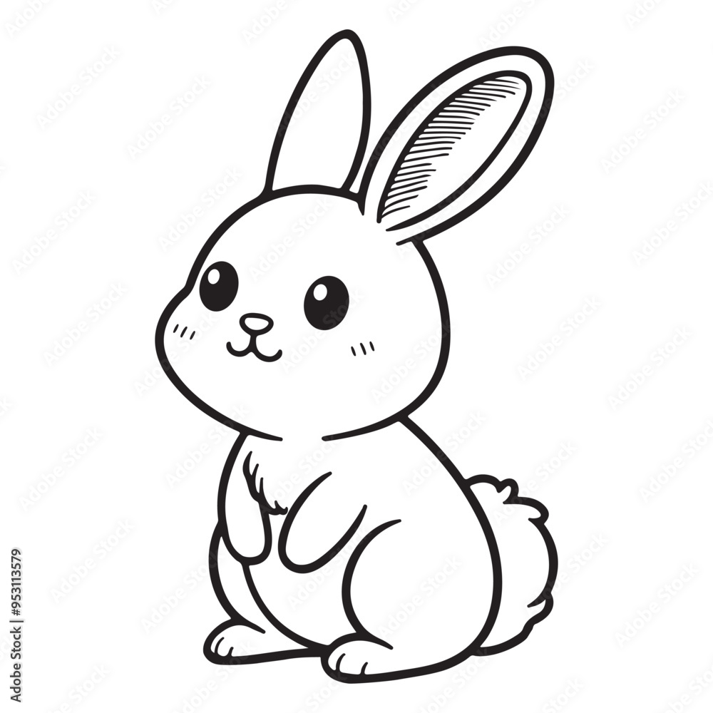Line art of rabbit cartoon standing vector Line art of rabbit cartoon standing vector