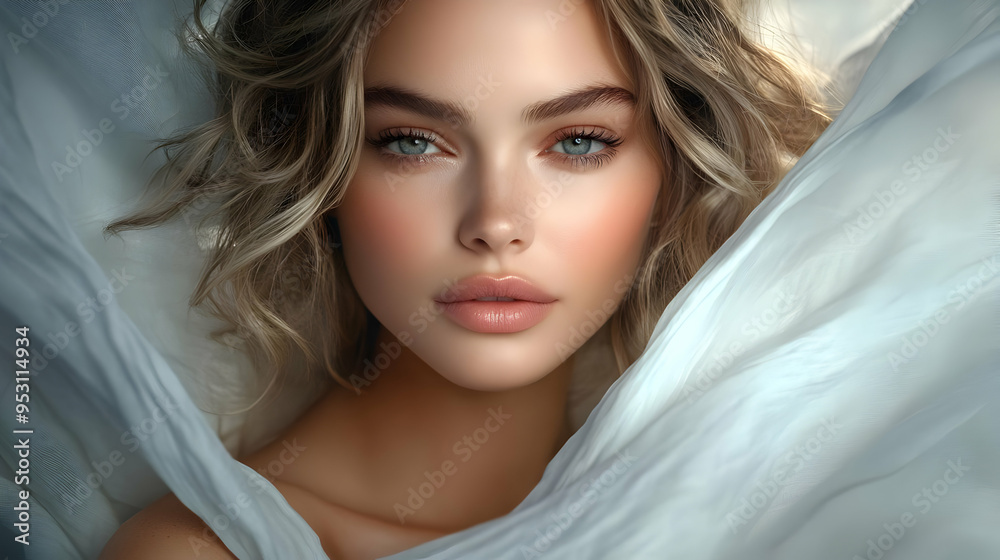 Beautiful Woman with Blonde Hair and Blue Eyes Beautiful Woman with Blonde Hair and Blue Eyes