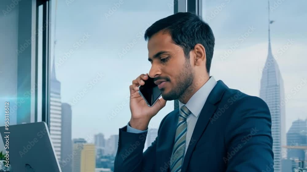 businessman on phone. he is discussing business plan ahead while typing on laptop. businessman on phone. he is discussing business plan ahead while typing on laptop.
