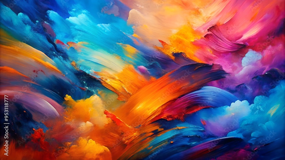Painterly texture abstract background using bold bright brushstrokes with a contrasting color palette Painterly texture abstract background using bold bright brushstrokes with a contrasting color palette