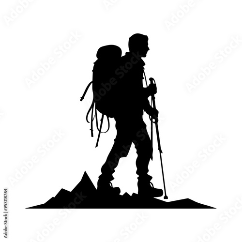 Silhouette of a Hiker trekking