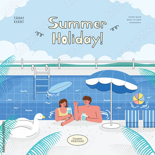 people on summer vacation. vector illustration.