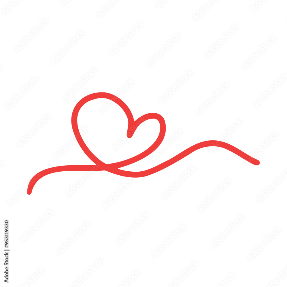 A minimalistic red line drawing of a heart-shaped ribbon, flowing gracefully in a continuous line. A minimalistic red line drawing of a heart-shaped ribbon, flowing gracefully in a continuous line.