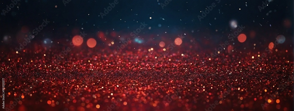 Red christmas glitter background with stars. Festive glowing blurred texture Red christmas glitter background with stars. Festive glowing blurred texture