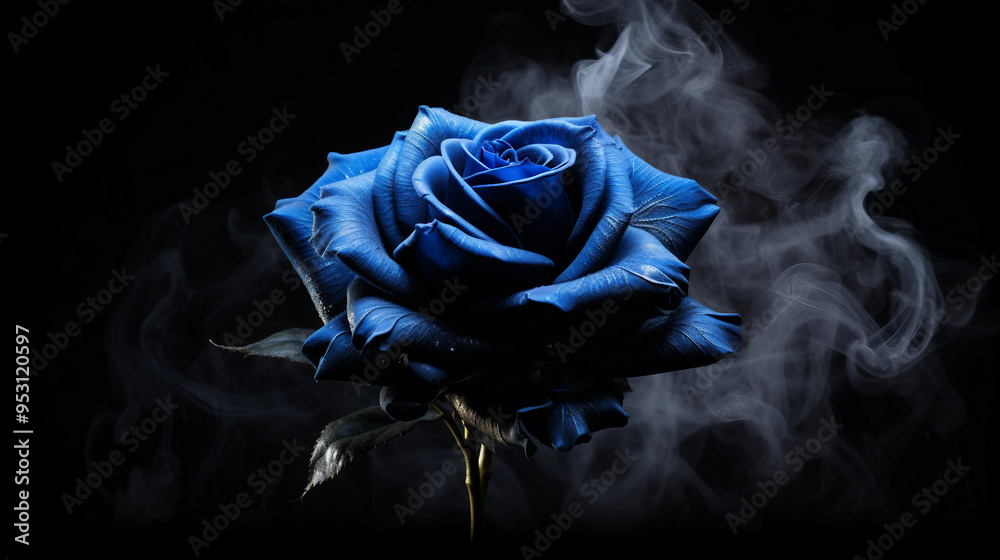 blue rose with smoke on black background blue rose with smoke on black background