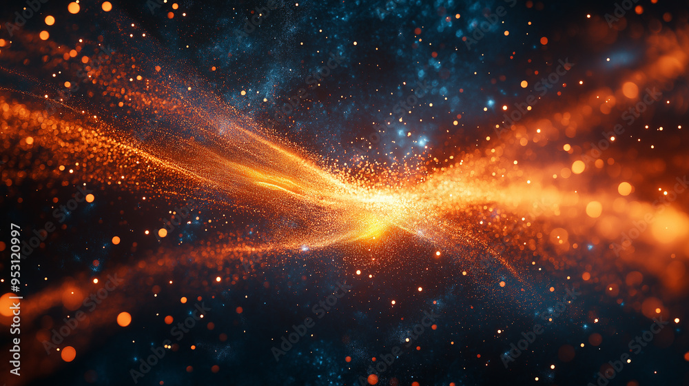 A bright orange and blue galaxy with a lot of stars and a lot of light A bright orange and blue galaxy with a lot of stars and a lot of light