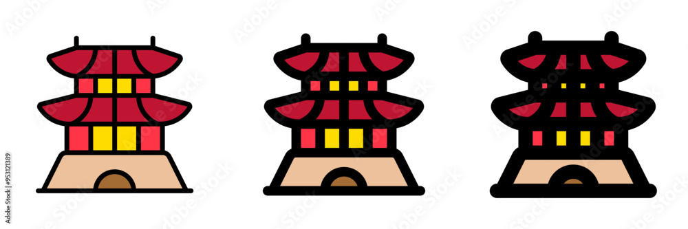 Editable castle, shrine, temple, vector icon. Landmark, monument, asian, building, architecture. Part of a big icon set family. Perfect for web and app interfaces, presentations, infographics, etc Editable castle, shrine, temple, vector icon. Landmark, monument, asian, building, architecture. Part of a big icon set family. Perfect for web and app interfaces, presentations, infographics, etc