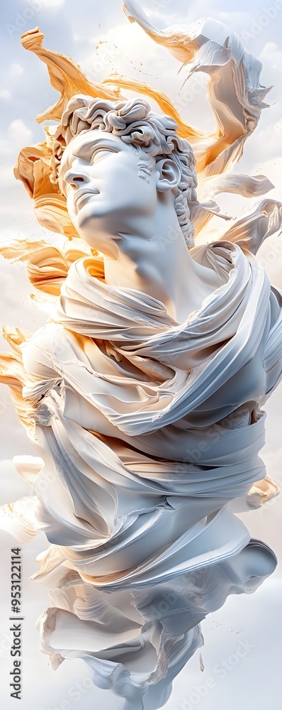 Abstract Sculpture of a Face Surrounded by Swirling Forms. Abstract Sculpture of a Face Surrounded by Swirling Forms.